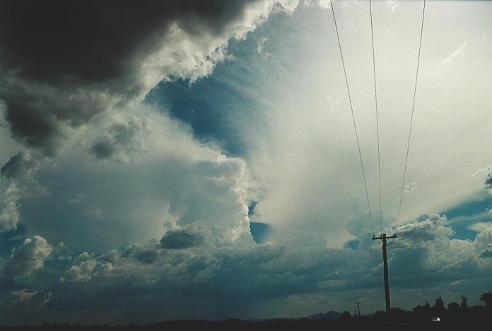 anvil thunderstorm_anvils : W of Gunnedah, NSW   28 November 2000